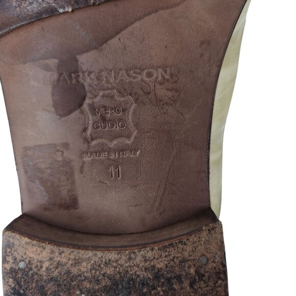 Mark Nason Italy Rock Never Dies Men 11 Beige Dragon Leather Dress Shoes Loafers - Picture 5 of 12